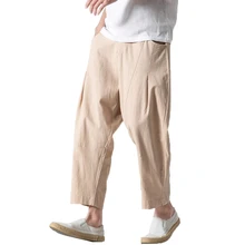 2019 Mens Casual Linen Harem Pants Men HipHop Drop Pants Men Joggers Male Pantalones Hombre Ankle-Length Pants Loose Streetwear 2019 Mens Casual Linen Harem Pants Men HipHop Drop Pants Men Joggers Male Pantalones Hombre Ankle-Length Pants Loose Streetwear
