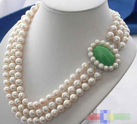 

Wholesale FREE SHIPPING >>> p2016 3ROW 10MM WHITE ROUND FW CULTURED PEARL NECKLACE