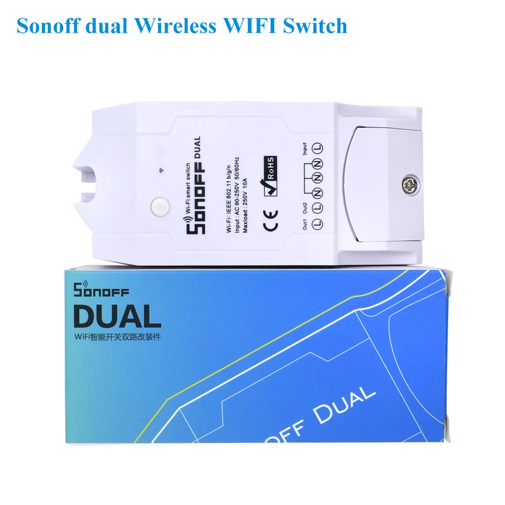 Sonoff Dual 2CH 16A 3500 Вт Wifi умный переключатель света дистанционное управление таймер беспроводной 2 банды работает с Amazon Alexa Google Home