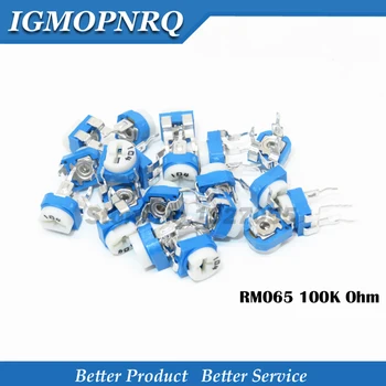 

20PCS RM065 RM-065 100k ohm 104 Trimpot Trimmer Potentiometer horizontal Blue and white potentiometer