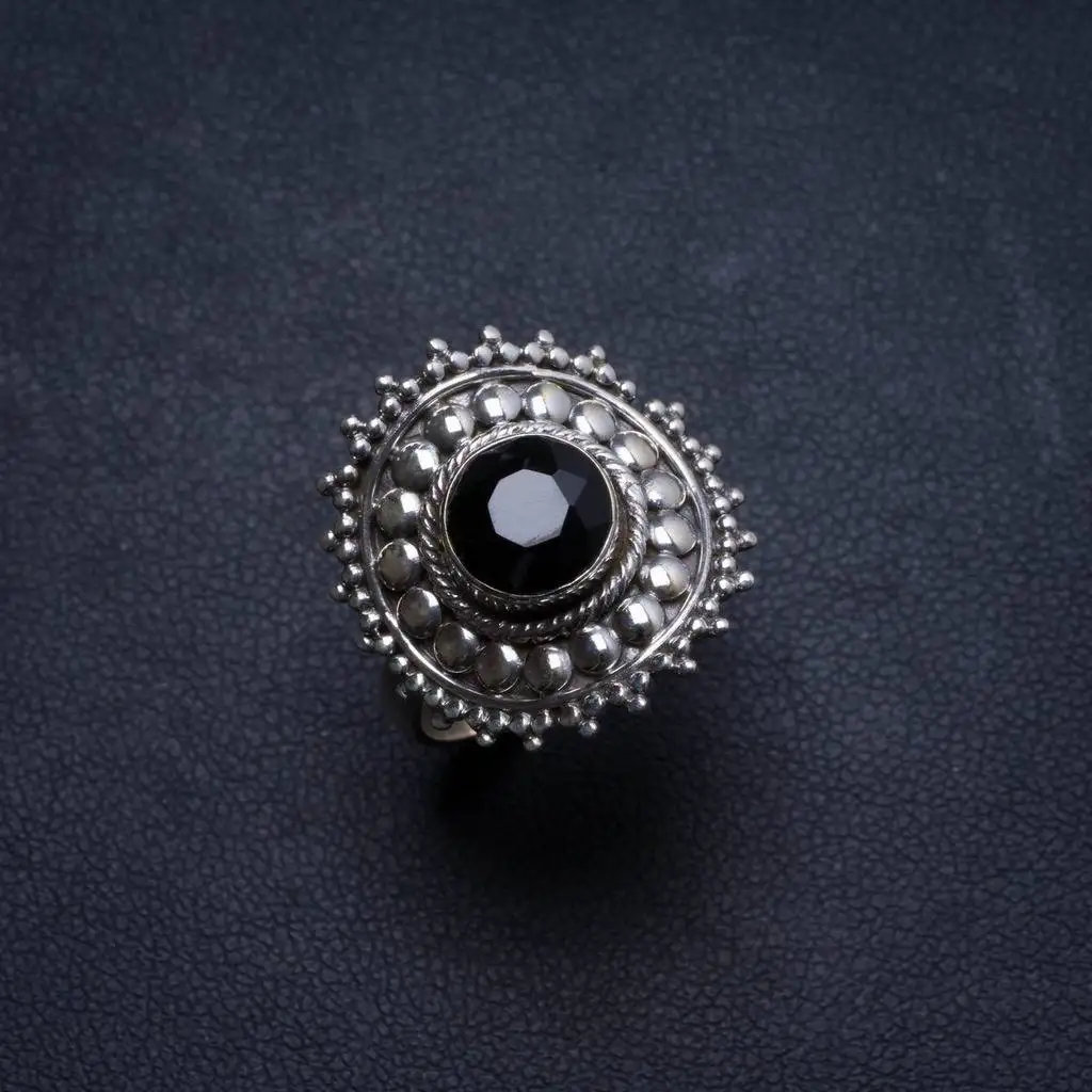 

Natural Black Onyx Handmade Unique 925 Sterling Silver Ring, US size 7.75 X1651