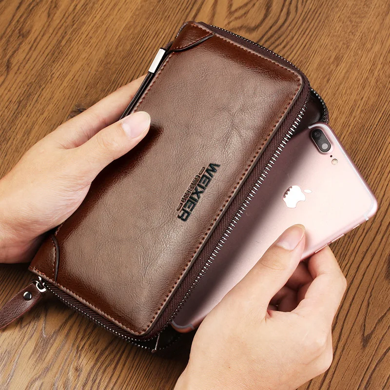 Brand Long Wallet Men Double Zipper Coin Pocket Purse Men Wallets Casual Business Card Holder Vintage Large Wallet Male Clutch Brand Long Wallet Men Double Zipper Coin Pocket Purse Men Wallets Casual Business Card Holder Vintage Large Wallet Male Clutch