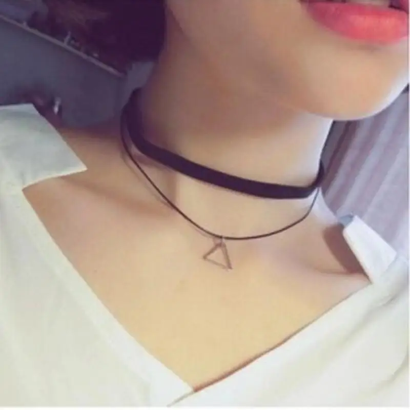 

Double The Floor Space Triangle Neck Pendant Necklace, Women's Fashion Rope Necklace Collarbone, Clavicle Simple Chain Double