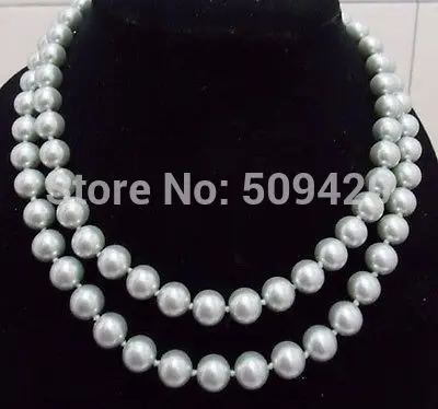 

Free Shipping Wholesale>>>Stunning!10mm Gray Shell Pearl Necklace 32''