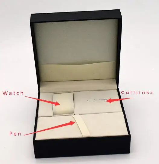 

Men Business/Home Gift Watch/Pen/Cufflinks Box Black/Brown Leatherette Organizer Case Storage, Special Promote Event Custom Case