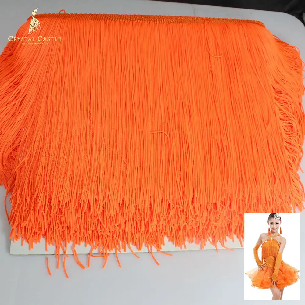 crystal castle 20cm orange soft curtain polyamide fringe trim latin clothes lace accessories bikini fringes tassel for dresses