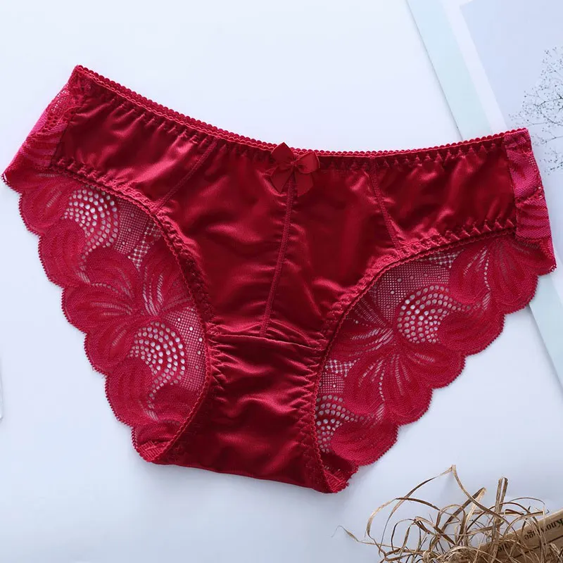 SP&CITY European Style Silk Women Lace Underwear Sexy Transprent Panties Female Lingerie Crtoch Cotton Briefs Hollow Out Panties