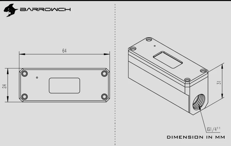 Barrowch OLED цифровой дисплей измеритель температуры воды система охлаждения воды с динамическим цветным экраном двойной G1/4 ''термометр