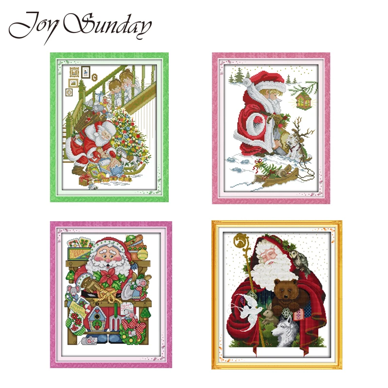 

Cross Stitch Christmas Joy Suanday Happy Christmas Patterns Counted 14CT 11CT DMC Thread Handwork Embroidery Kit Needlework Set