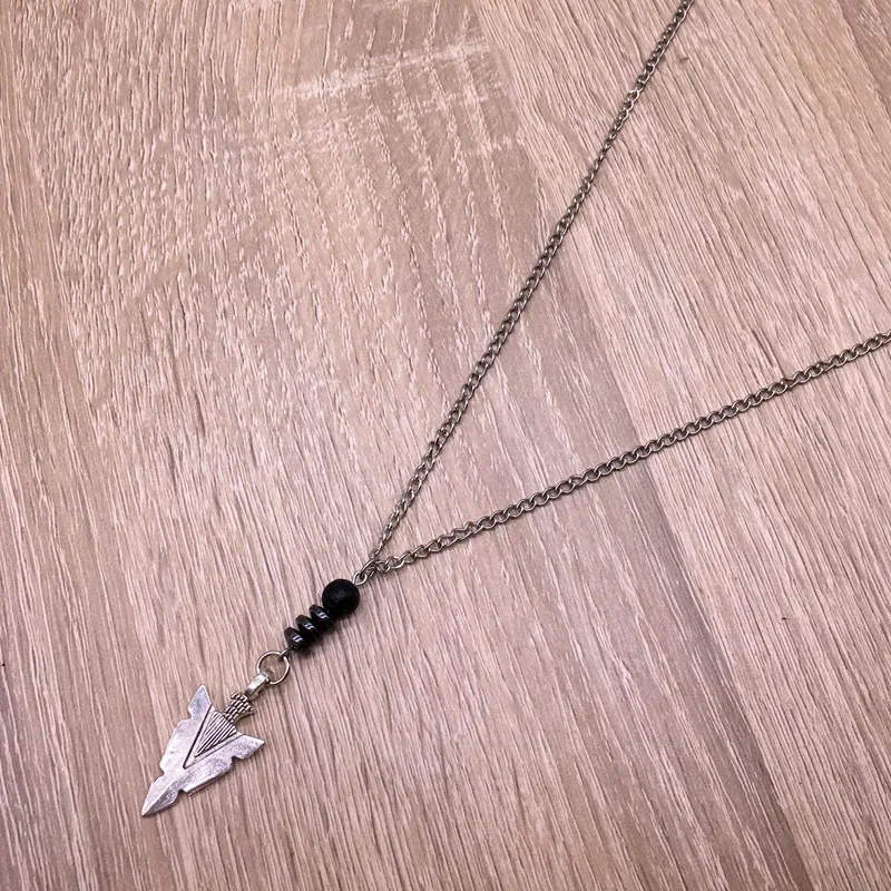 

NAIQUBE Trendy 2019 New Men Women Vintage Silver Golden Pendant Neckalce Simple Diy Chain Necklace Stone Bead Jewelry Gift