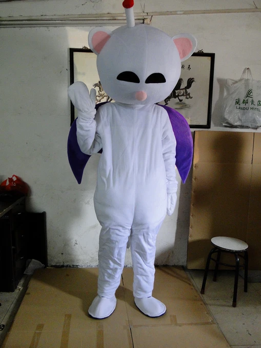 

Naughty White Bat Bat Mascot Costume With Small Nose Big Mouth Free shipping