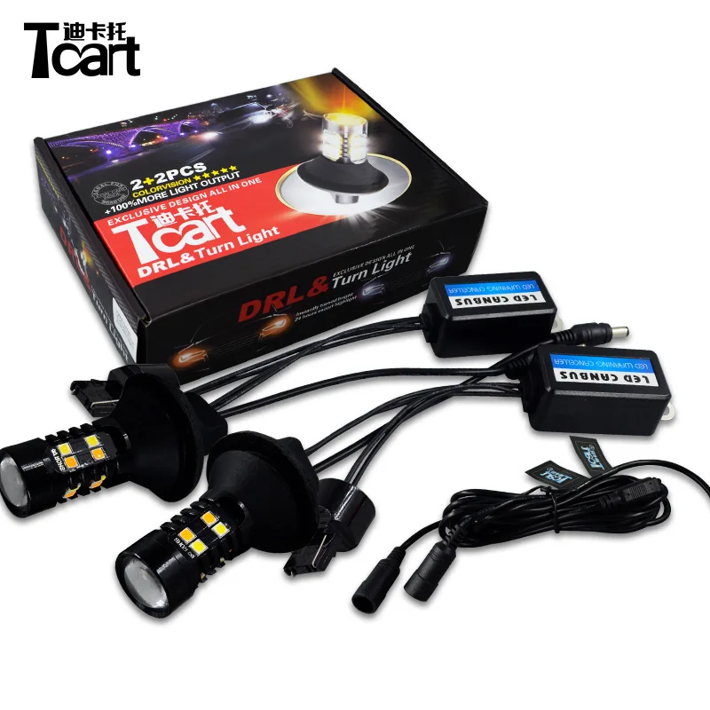 Tcart 2X авто светодиодный светильник для автомобиля DRL дневные ходовые огни поворотники белые+ янтарные лампы WY21W T20 7440 для Subaru Outback 2010