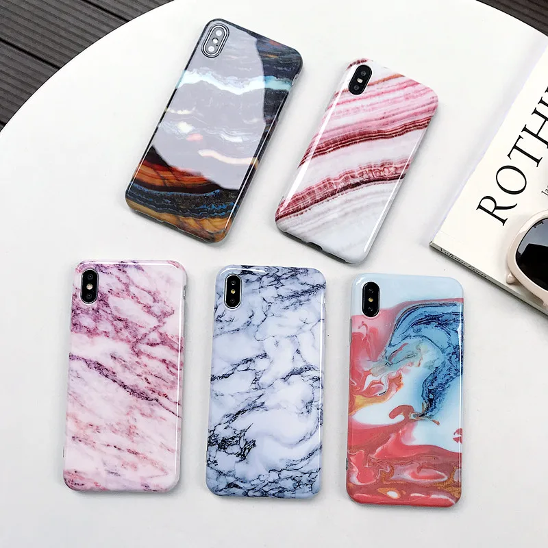 

JeKacci for iPhone Xs Max Case Marble Glossy Soft IMD TPU Phone Cover for iPhone 6 6s Plus 7 8 X Xr Case Coque Fundas Capa Para