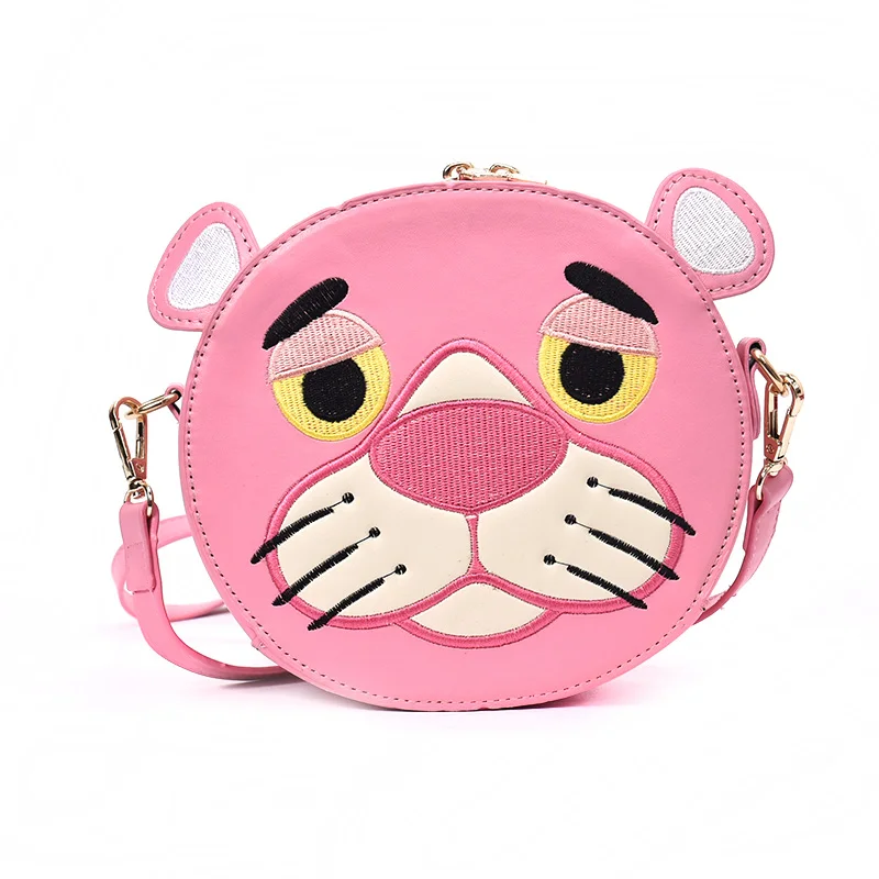 Cute cartoon pink panther ladies shoulder bags female chain purse