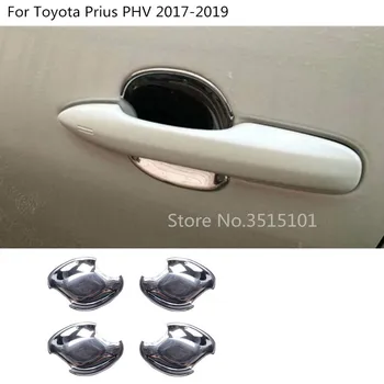 

Car cover detector trim ABS chrome external outside door Bowl frame moulding 4pcs For Toyota Prius PHV Prime 2017 2018 2019