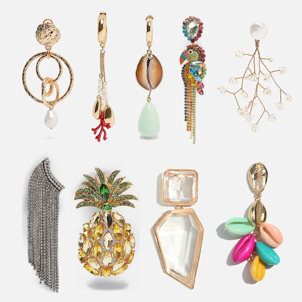 

Flatfoosie 2019 New Bohemian ZA Earrings For Women Fashion Brand Design Wedding Glass Crystal Drop Dangle Earrings Boho Jewelry