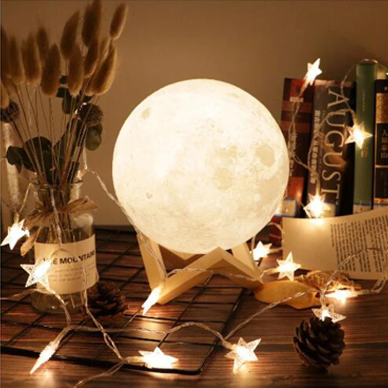Led Night Light Rechargeable 3D Print Moon Lamp Battery Powered Night Light Led Color Change Night Lamp Creative Gifts (2)