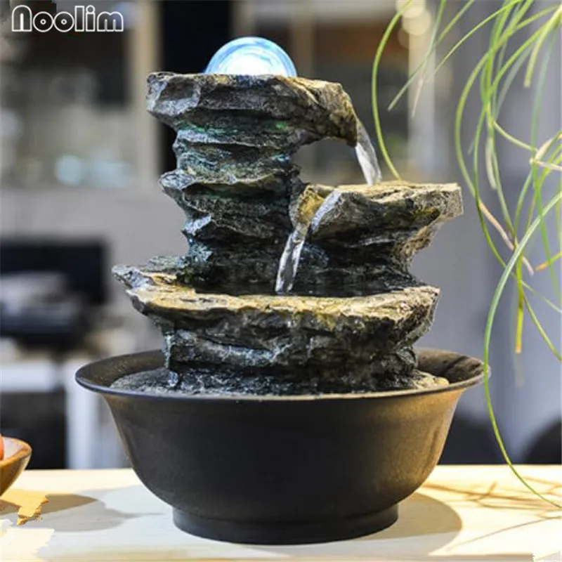 

Resin Concise Living Room Water Fountain Feng Shui Ball With LED Light Water Scape Feng Shui Ornaments Crafts Gifts