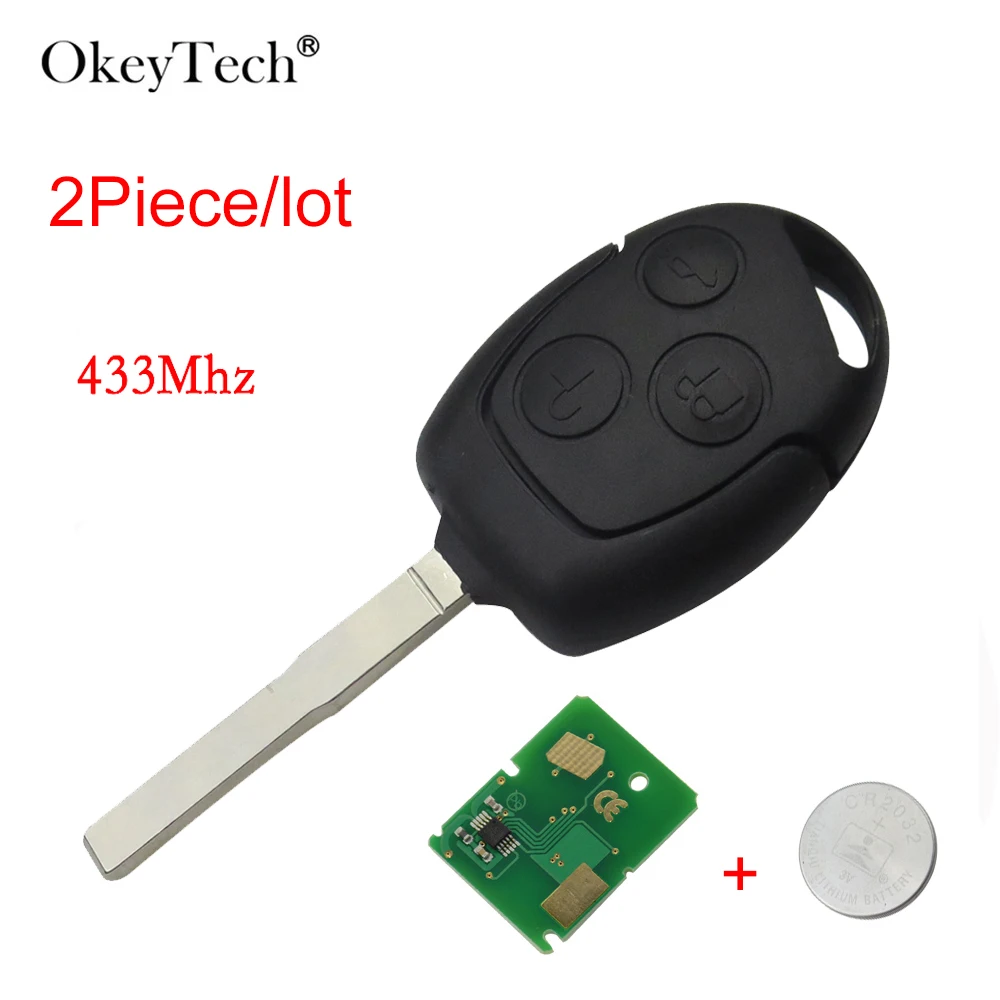 OkeyTech 2 шт 3 кнопки 433 Мгц дистанционный Автомобильный ключ для Ford Focus Fiesta Mondeo Galaxy C-Max S-Max Focus Uncut HU101 пустой клинок