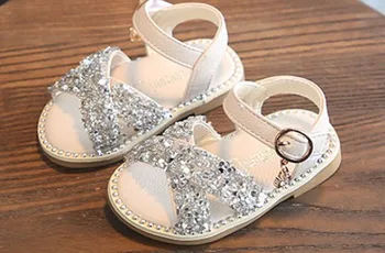 

2019 New style pretty shiny Princess Sandals for Girls multi-color PU leather soft flat Heel Toddler Shoes for Wedding Party