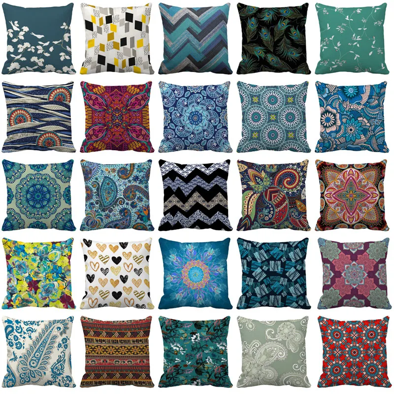 

Bohemian throw pillows cases Floral Cushion Cover Home Decor Boho Flowers Decorative Pillows cases Chinese Pillowcase For Sofa