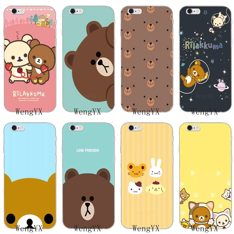 

cartoon cute Rilakkuma Bear Slim silicone Soft phone case For Samsung Galaxy S3 S4 S5 S6 S7 edge S8 S9 Plus mini Note 3 4 8