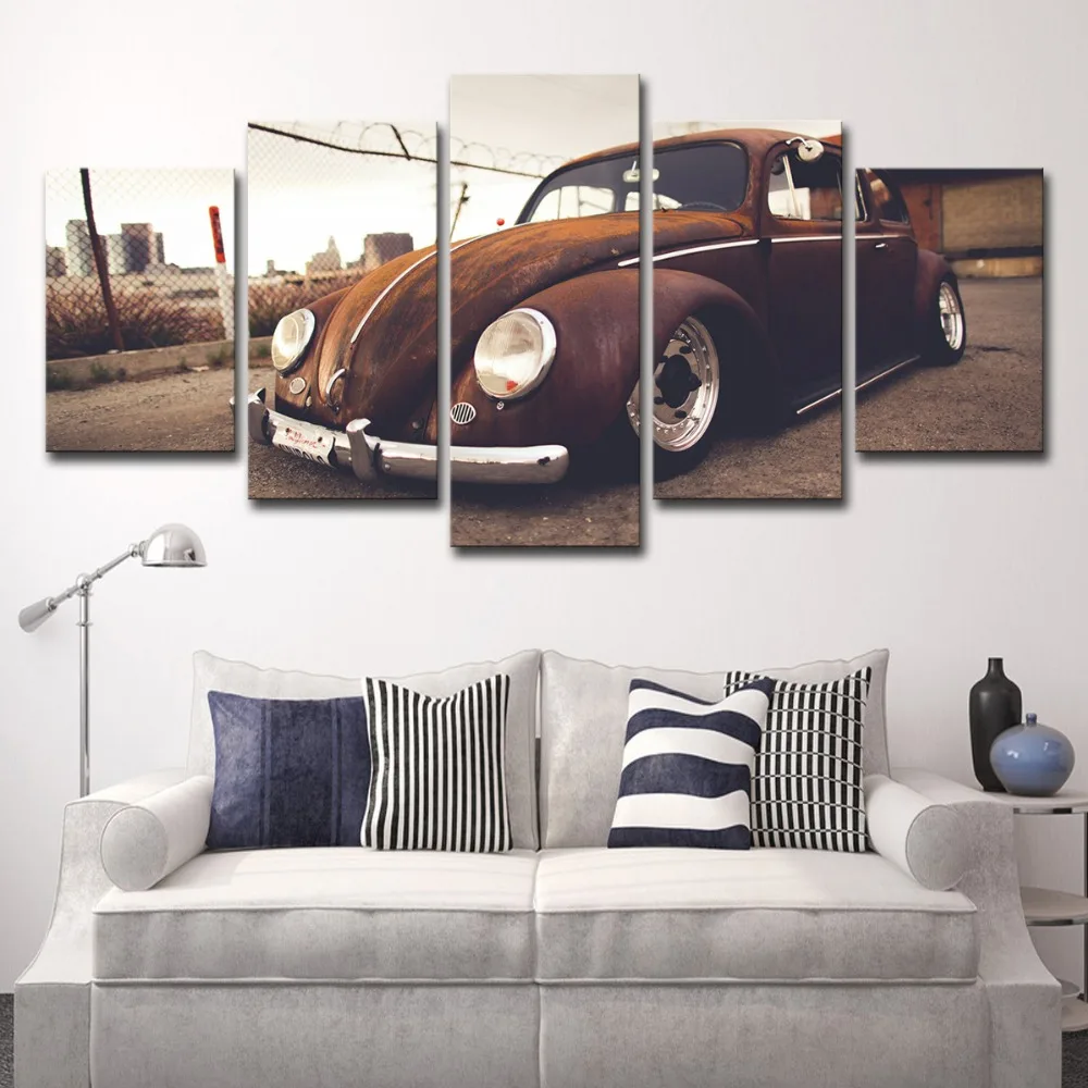 5P0025 Canvas HD Printed Painting Wall Art Frame Pictures 3 Panel Beetle Vintage Classical Retro Car Supercar Poster Home Decor PENGDA  (14)