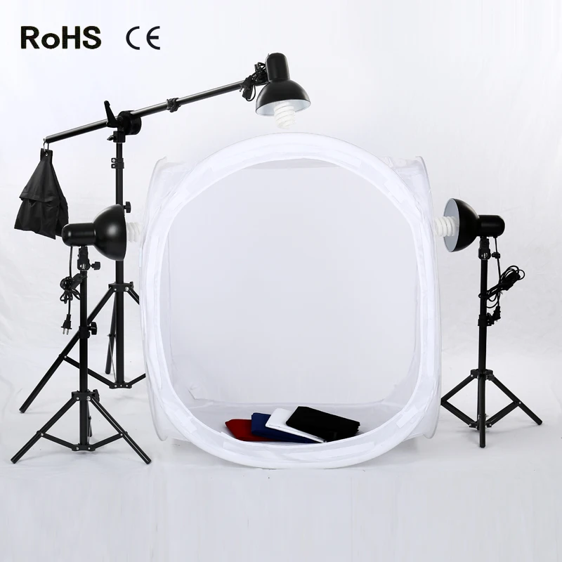 

135w Studio Photo Continuous Lighting Round Soft box Light Shooting Tent 4 Backdrops+2*68cm light stand