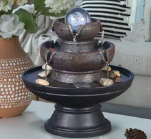 Style chinois fontaine d'eau Feng Shui balle avec lumière LED décoration de bureau à domicile mobilier de bureau ornements cadeaux(China)