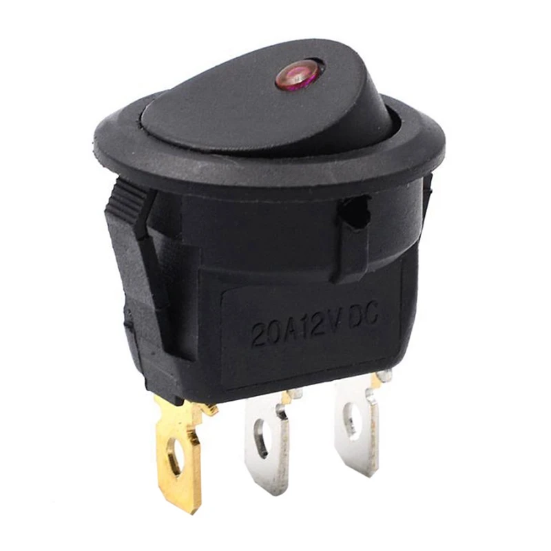

VODOOL Car Auto Button Switch 12V 3 Pins Cover LED SPST Toggle Rocker Switch Control travel foot yacht rocker switch Red Color