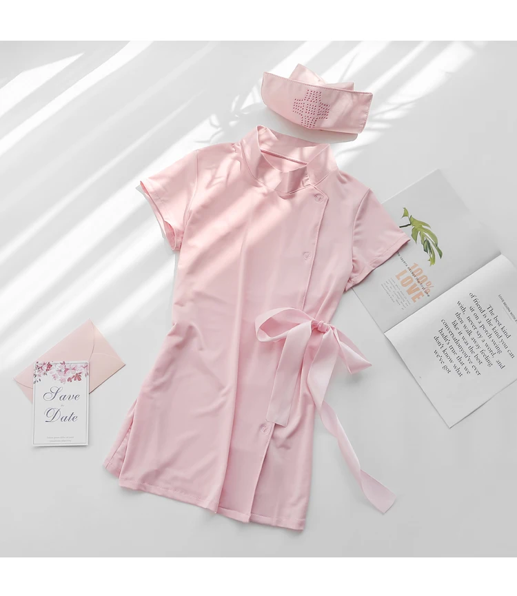 Милое розовое белье маленькой медсестры, ролевые игры, японская униформа медсестры, Женский соблазнительный костюм, нижнее белье горничной, боди для косплея
