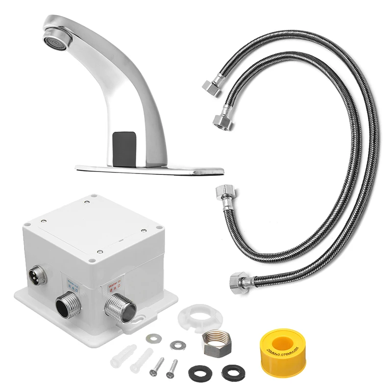 

Bathroom Automatic Infrared Sink Hands Touchless Free Faucet Sensor Tap Cold Water Saving Inductive Electric Basin Faucet Mixer