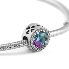 DIY Подходит для Pandora Charms браслеты Radiant бусины в виде сердца с цветной CZ 925 пробы-серебро-ювелирные изделия