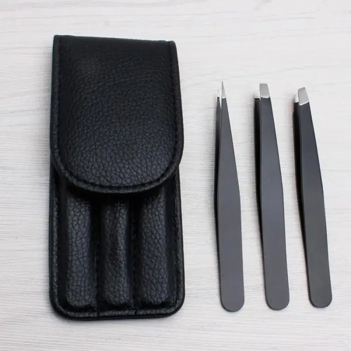 Горячая 3 шт./компл. бровей нержавеющая сталь tweezers точечный наконечник/Наклонный наконечник/плоский наконечник Инструменты для удаления волос комплект SJ66
