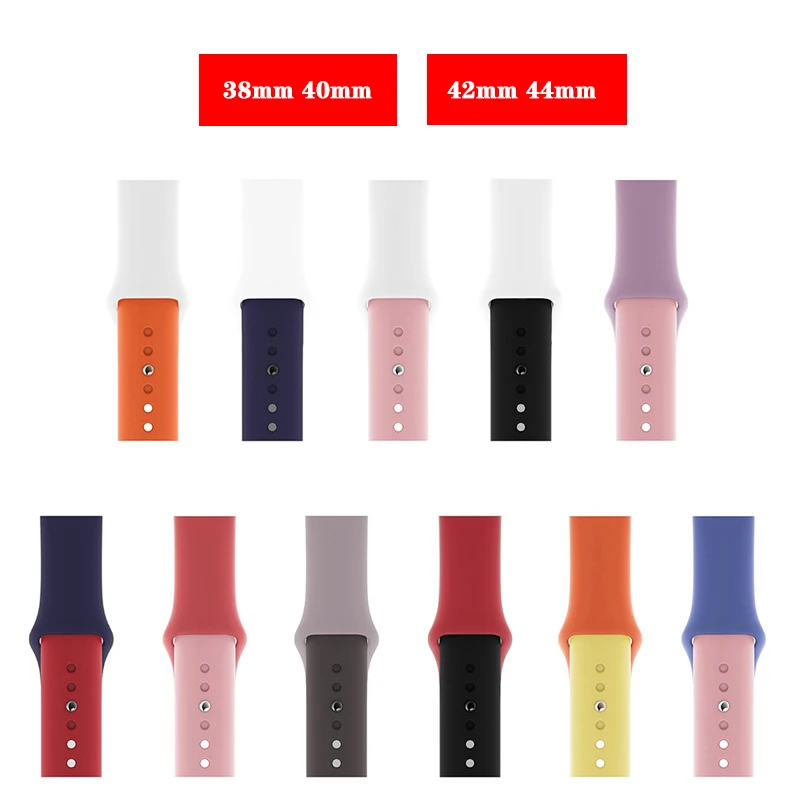 Силиконовый спортивный ремешок для Apple watch band 4 5 44 мм 40 двухцветный браслет iWatch series