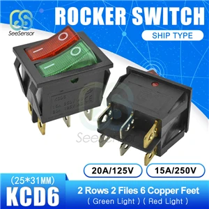KCD6 кулисный переключатель лодочный выключатель питания 15A 250V 20A 125V ВКЛ-ВЫКЛ 2 положения 4 штифта/6 штифтов - Цвет: ON-OFF 6pin