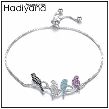 Браслет HADIYANA Шарм роскошный дизайн для женщин элегантные ювелирные браслеты вечерние подарок с кубическим цирконием SL274 аксессуары Mujer