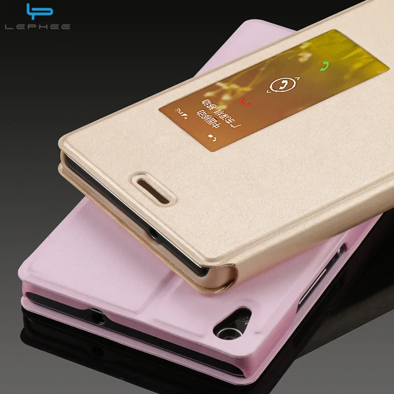 

LEPHEE for Huawei P7 Case For Huawei P7 Cover View Window PU Leather Smart Flip Phone Cases For Huawei Ascend P7 Back Case Cover