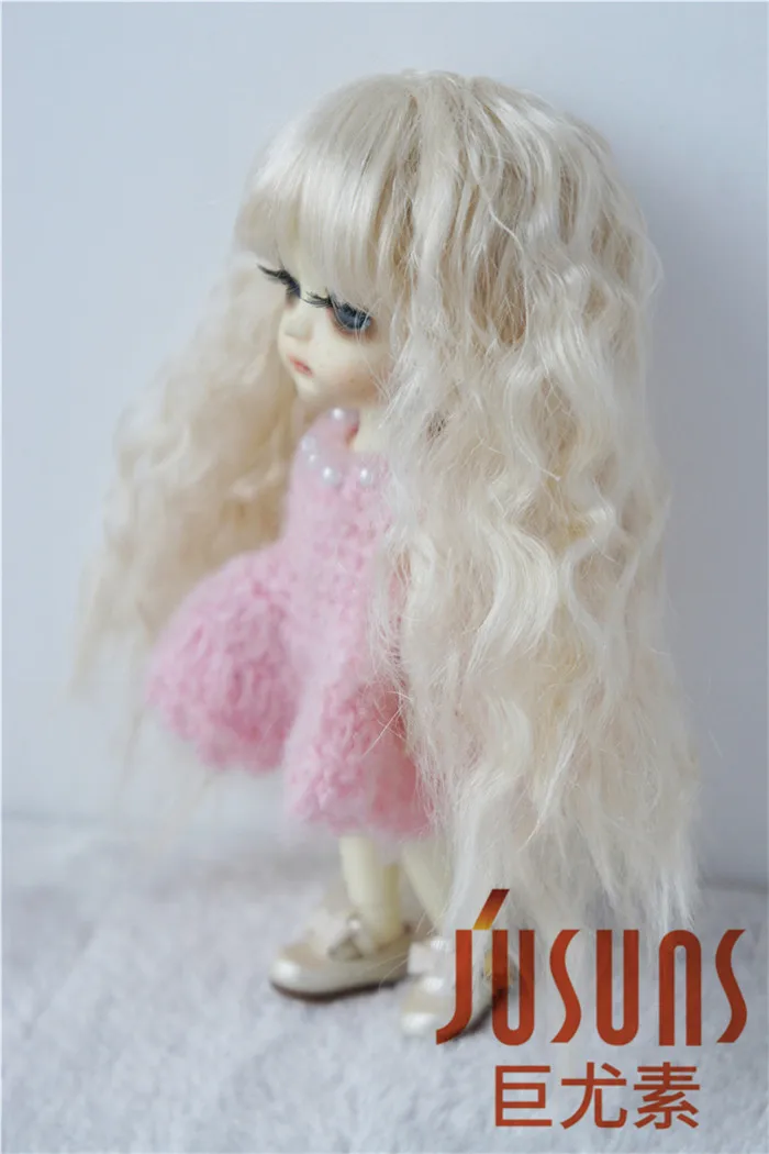 JD041 1/8 мягкая капуста длинная волна BJD куклы парики 5-6 дюймов красивый синтетический мохеровый парик