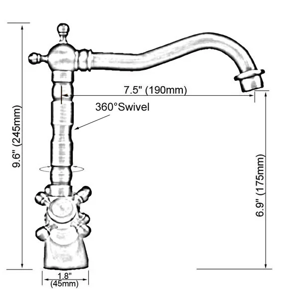 Deck Mounted Polished Chrome Brass Swivel Spout Double Cross Handles Kitchen/Bar Bathroom Sink Faucet Hot&Cold Mixer Tap anf919
