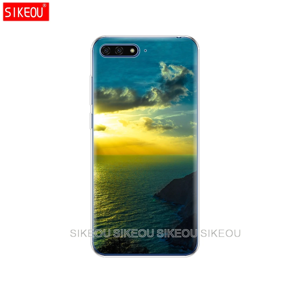 Силиконовый чехол для телефона Huawei Honor 7A PRO 7C Y5 Y6 Y7 Y9 2017 2018 Prime Neverland Ocean Sea Wave|Бамперы|