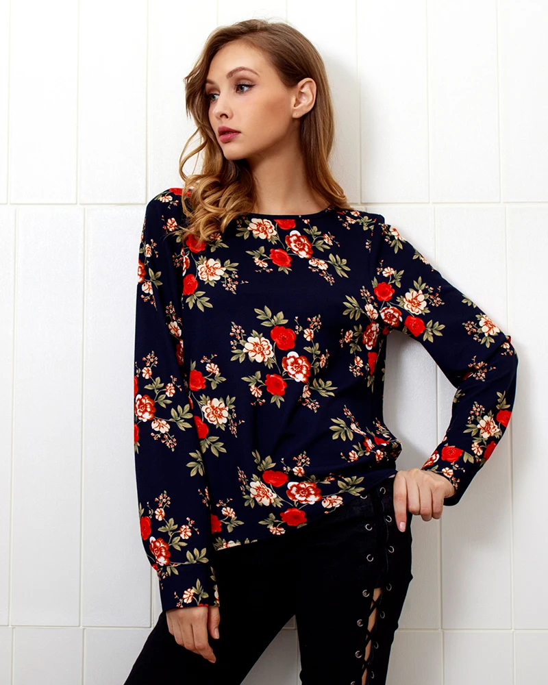 Back Zipper Shirts Women 2018 Loose White Top Femme Ladies Clothes Casual Floral Print Long Sleeve Elegant Blouse Vetements (4)
