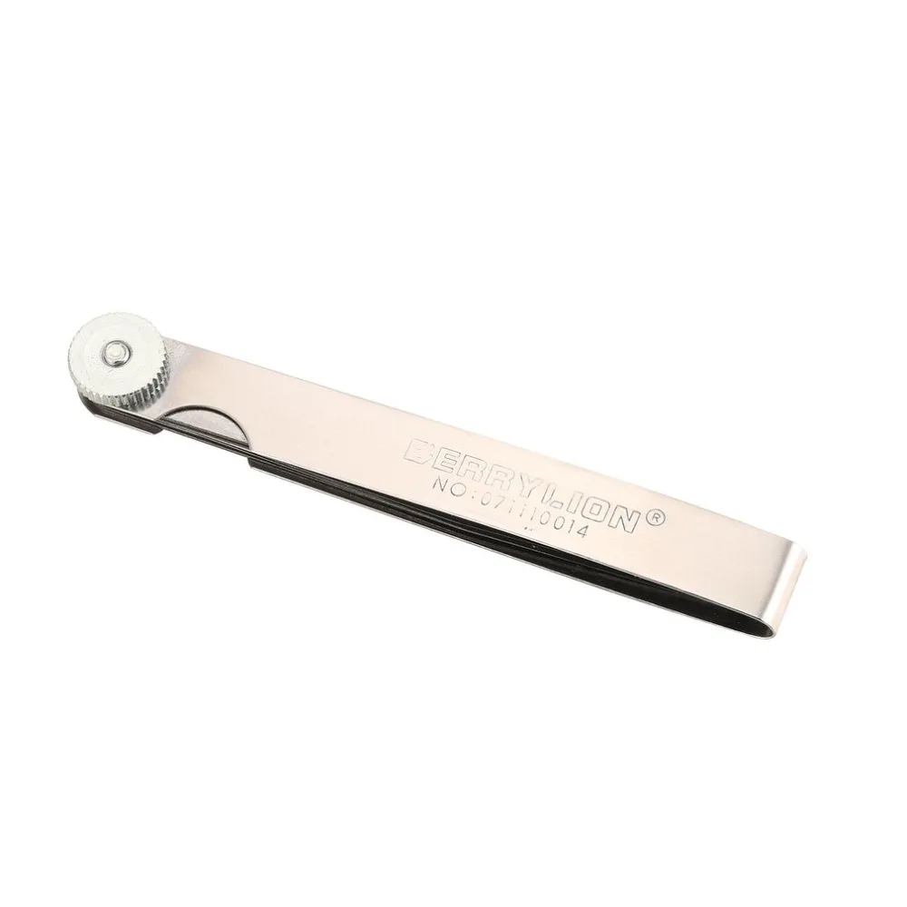 

Feeler Gauge 0.05-1.00mm Metric 14 Blades Spark Plug Gap Filler Thickness Measuring Tool Foldable Stainless Steel