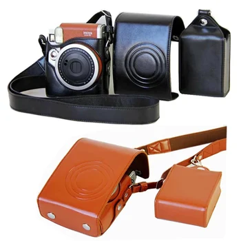 

high quality PU Leather Case Cover Set For Fuji Fujifilm Instax Mini 90 MINI90 mini-90 Digital Camera Bag Case With Strap