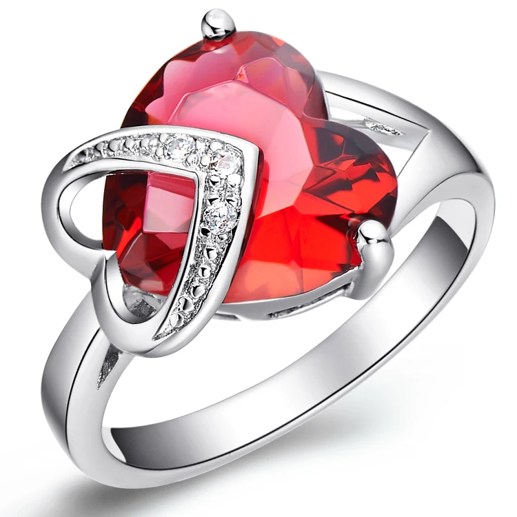 Женское Винтажное кольцо с аметистом и красным сердцем|rings for women|ring forring style |