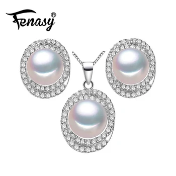

FENASY Pearl Jewelry big pearl ,Black pearl Jewelry Sets for Women Pearl Necklace/stud earring,earings for women jewelry box