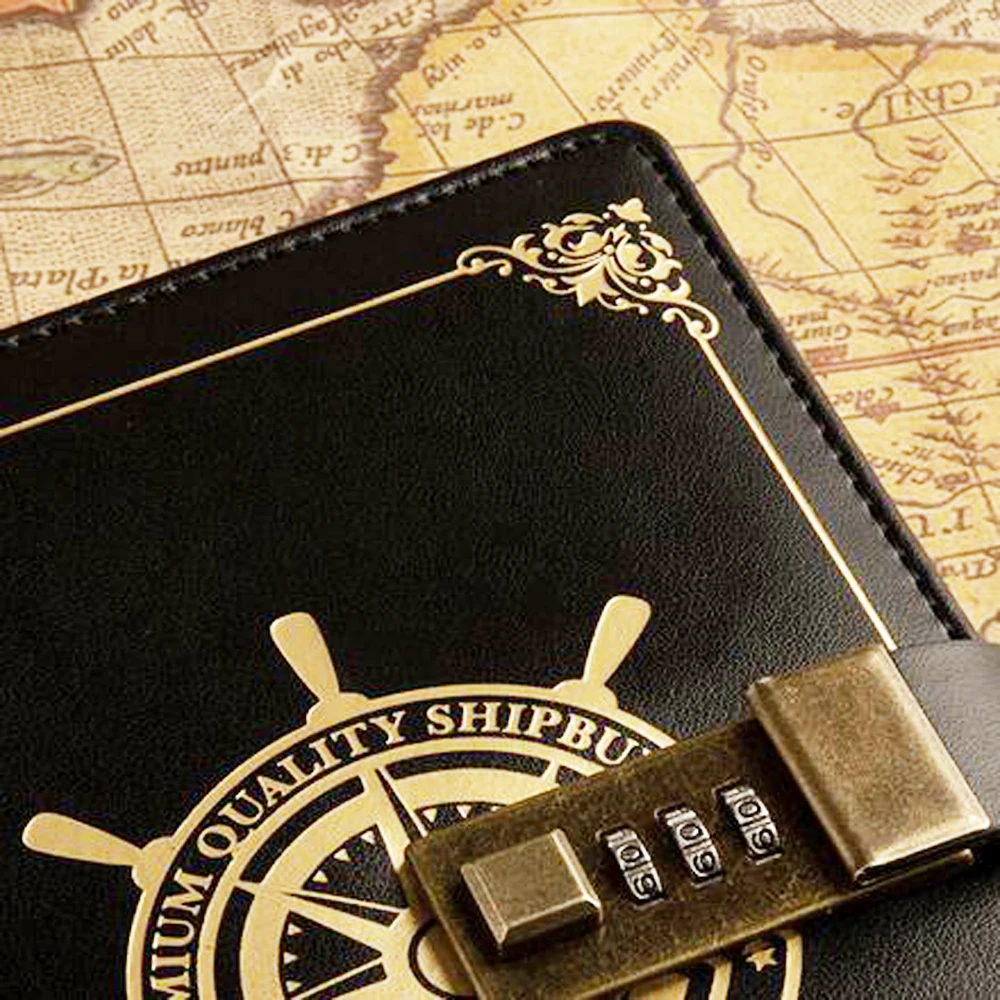 XRHYY цифровой пароль записная книжка кожаная связывающая журнал комбинированный металлический кодовый замок для дневника печать бронзовая Блокировка дневник