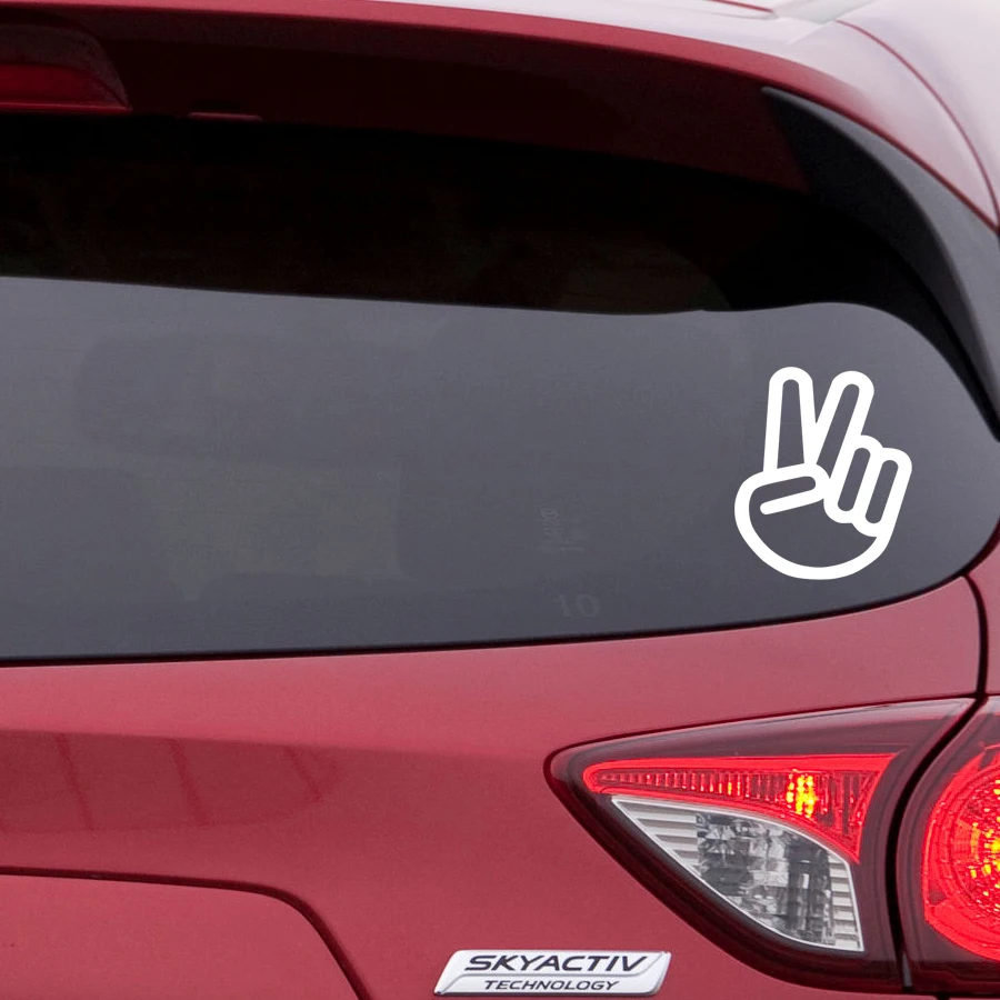

custom 1PC peace victory hand sign stickers car window tail gate wall graphic vinyls accessories modified decal wholesale retail