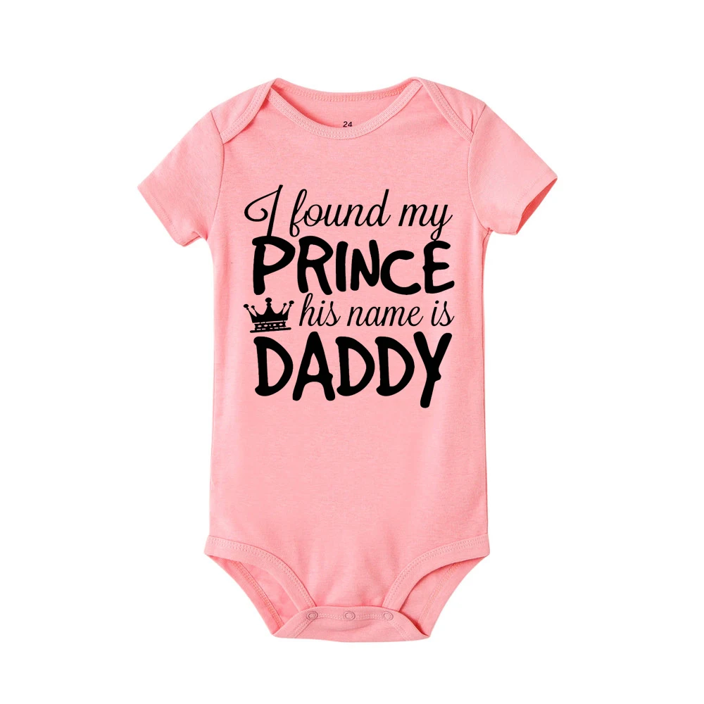 Боди для новорожденных с принтом «I found my prince», «his name is daddy», menino, комбинезоны для девочек, одежда для маленьких девочек, Roupas Bebe vestiti bambina - Цвет: R063-SRPPK-