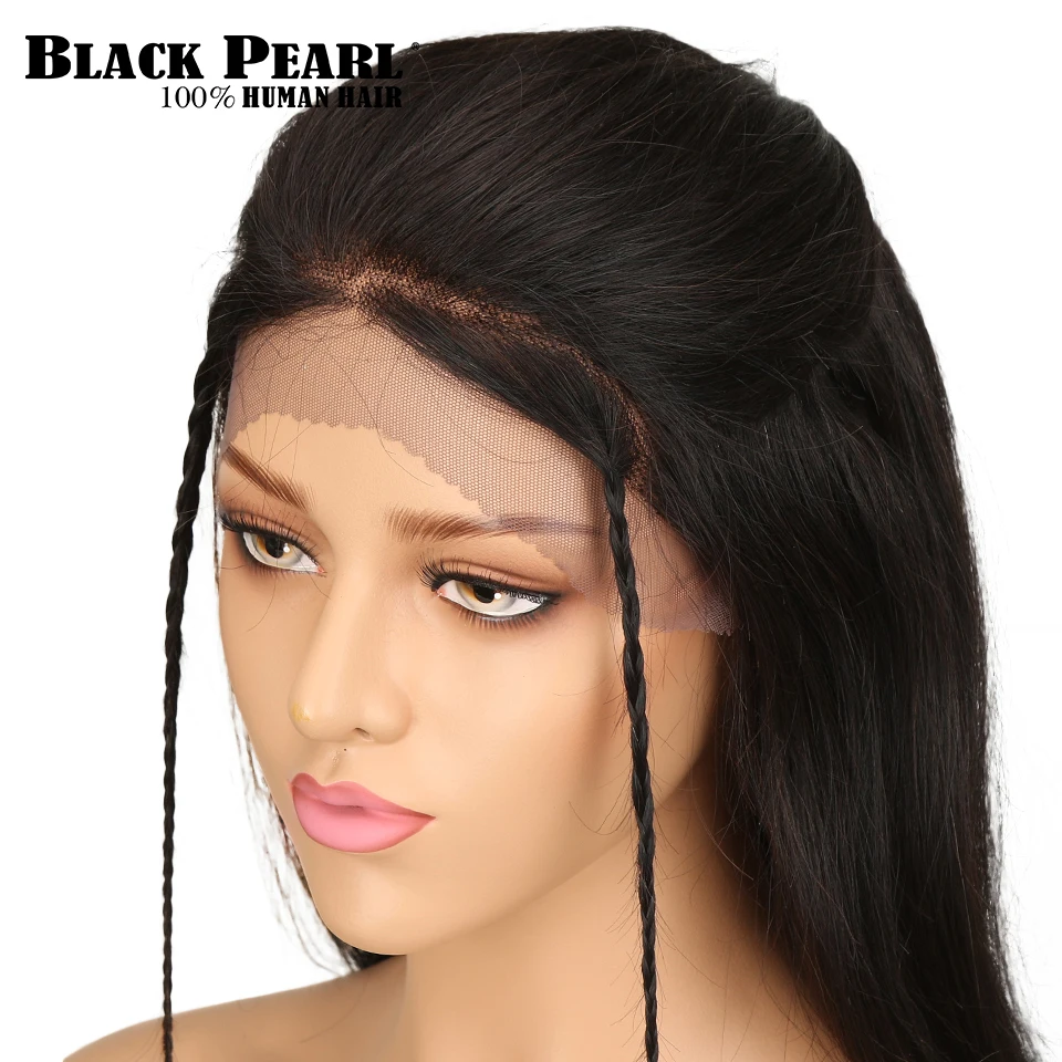 Черный жемчуг Синтетические волосы на кружеве натуральные волосы парики бразильский Реми прямо 4x4 Синтетические волосы на кружеве парик